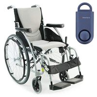 Karman S-Ergo 115 Ultra Lightweight Ergonomic Wheelchair | Seat Size 16" X 17" | Swing Away Footrest | Fixed Wheels in Silver & Free 130 dB Matte Blue Personal Safety Alarm/Siren!