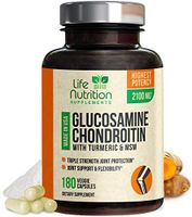 Glucosamine with Chondroitin Turmeric MSM, Triple Strength 2100mg, for Hip, Knee, Joint & Back Comfort - Made in USA - Joint Supplement with Boswellia & Bromelain. Non GMO - 180 Capsules