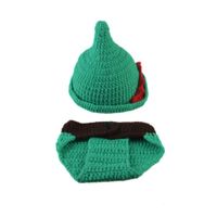 Infant Baby Photography Props Crochet Costume Outfits Green Hat+Green Pant for 0-5 Months Newborn Baby Boy Girl