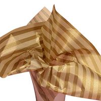 Black Awning Stripes & Kraft Brown Art DIY Crafts Tissue Paper for Gift Wrapping 20"X30" 5 Sheets