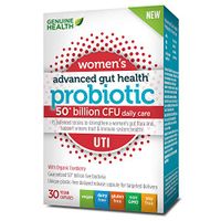 Genuine Health Advanced Gut Health Probiotics for Women UTI 50 Billion CFU, 15 Diverse Strains, Vegan Delayed-Release Capsules, 30 Count