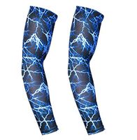 Arm Sleeve - Sports Compression Sleeves for Baseball, Basketball, Football, Cycling, Golf - Elbow Brace for Arthritis, Lymphedema - UV Protection, Tattoo Cover (1 Pair) (Flash-Blue, M 9-11")