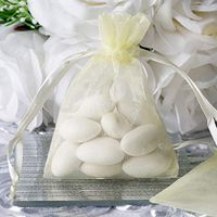 Efavormart 50PCS Yellow Organza Gift Bag Drawstring Pouch Wedding Favors Bridal Shower Treat Jewelry Bags - 3"x4"