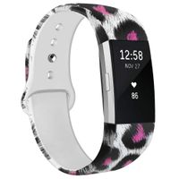 NAHAI Bands Compatible with Fitbit Charge 2, Soft Silicone Pattern Printed Replacement Bands Adjustable Sport Wristbands Strap Accessories for Fitbit Charge 2, Women Men, Large, Red Leopard