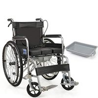 Lightweight Transport Folding Wheelchair with Handbrakes, Steel Frame Padded Seat and Detachable Elevating Leg, Portable Transport Wheelchairs for Adults Elder Disabled