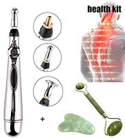 Gua Sha Tools/Acupuncture Pen Electric Acupuncture Meridian Energy Pen Needleless Acupuncture/Jade Roller Massager Scraping Massage Tools/Suitable for Adults/Women Men/Seniors Pain Relief and Healthc