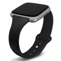 Kmasic Compatible Fitbit Versa Bands, Narrow Slim Soft Silicone Small Replacement Wristband for Fitbit Versa/Versa Lite Edition Women Men, Black, Small