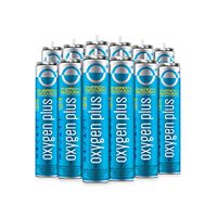 Oxygen Plus 99.5% Pure Recreational Oxygen Cans Filled in FDA-Registered Facility - Restore Oxygen Levels w/Oxygen Supplement, Portable Oxygen Canisters for Natural Energy (O+ Refill 12-Pack)