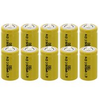 10x Exell 2/3A Size 1.2V 700mAh NiCD Rechargeable Batteries with Tabs for high power static applications (Telecoms, UPS and Smart grid), electric mopeds, meters, radios, RC devices, electric tools