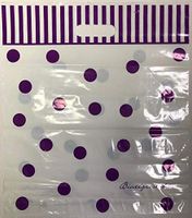 Biodegradable Eco-friendly Reusable Die-Cut Bags with handle Merchandise Gift 9"x 12" pack for 500 Bags (Withe with Purple)