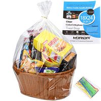 MORIDA 20 Pcs 18x24 inch Cello Cellophane Treat Bags Clear Flat for Gift Wrapping, Bakery, Cookie, Candies, Dessert, Baskets Packaging with Color Twist Ties