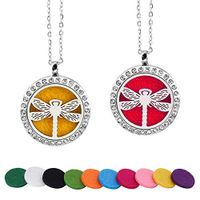 Essential Oil Diffuser Necklace, Stainless Steel Pendant with Rope Chain and 10 Refill Pads