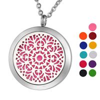 VALYRIA Aromatherapy Essential Oil Diffuser Necklace Retro Pattern Locket Pendant with 24" Chain,11 Refill Pads(Non-Engraving)