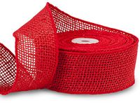 Pack Of 1, Solid Red Wired Burlap Ribbon 2" X 10 Yards 100% Jute To Make Bows For Gift Baskets & Wreaths