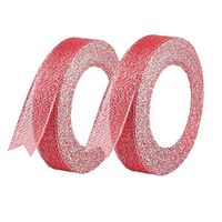 Ribbon Roll Organza Ribbon Metallic Glitter Ribbon，2 Roll 0.78 inches Width,Bulk Fabric Ribbon for Holiday Wedding Birthday Party Bows Decoration Gift Wrapping DIY Crafts Arts （Red,50Yard）