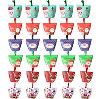 Bcpress 30 Pack Christmas Boxes Xmas Candy Treat Paper Gift Fruit Boxes for Christmas Party Supplies, 6 Styles