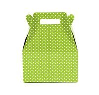 12CT (1 Dozen) Medium Biodegradable Kraft/Craft Favor Treat Gable Boxes (Medium, Polka Dot Lime Green)