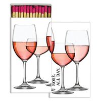 HomArt Large Decorative Rose All Day Candle and Fireplace Wood Matches (Set of 2)