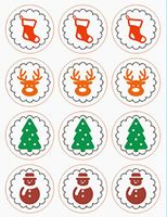 Lovely Cool Pack of 120pcs Christmas Kraft Sticker for Home Baking Gift Pakaging sealing sticker. (stockings,reideer,tree,Snowman style)