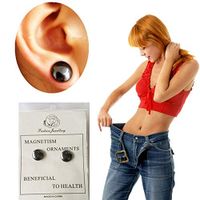 ANLW 1 Pair Magnetic Black Circle Stud Earrings for Men Women,Healthy Magnetic Therapy Earrings,No Piercing