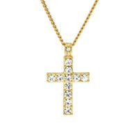 Hemlock Hip Hop Cross Necklaces, Unisex Jewelry Bling Rhinestone Crystal Cross Pendant Necklace (Gold)