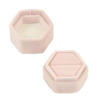 Koyal Wholesale Velvet Ring Box, Blush Pink, Hexagon Vintage Wedding Ceremony Ring Box with Detachable Lid, 2 Piece Engagement Ring Box Holder, Modern Proposal Idea, Slim Ring Box Display