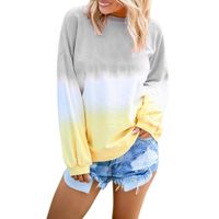 haoricu Women's Casual Triple Color Block Long Sleeve Pullover Loose Lightweight Tops Sweatshirts (Gray, XXXXXL)
