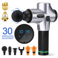 Massage Gun Deep Tissue Percussion Muscle Massager for Pain Relief, Handheld Electric Body Massager Sports Drill Portable Super Quiet Brushless Motor (Silver)