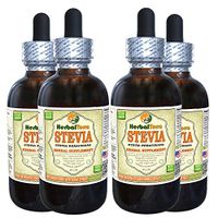 Stevia (Stevia Rebaudiana) Tincture, Organic Dried Leaves Liquid Extract (Brand Name: HerbalTerra, Proudly Made in USA) 4x4 fl.oz (4x120 ml)