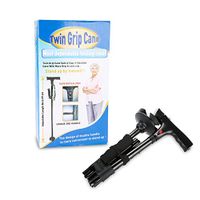 Walking Stick - Folding LED Safety Walking Stick, Magic Cane, 4 Head Pivoting Trusty Base Black