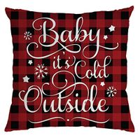 Indexshop Christmas Pillow Covers Decorative, Red Black Winter Festival Throw Pillow Cases Cushion Covers, Farmhouse Home Decor Xmas Pillowcase Faux Linen Cushion Case Sofa (E)