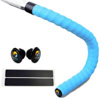 TOPCABIN Bicycle Bar Tape EVA Camouflage Series Comfort Road Bike Handlebar Tape Leather Bike Bar Tape with Bar End Plugs-2 Rolls (EVA Cyan)
