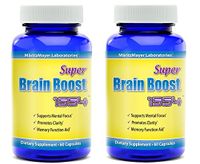 Brain Supplement Nootropic Super Brain Boost 1554 Improve Focus Calrity Memory Concentration Contains Ginkgo Biloba St. John's Wort Bacopa Monniera DMAE 60 Capsules 2 Bottles