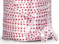 Curling Ribbon Print - Red Hearts - 3/16" x 500 Yards