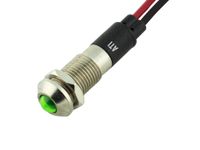 Alpinetech PL8B 8mm 5/16" 24V AC/DC LED Metal Signal Indicator Pilot Dash Light (Green)