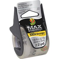 Duck 284983 MAX Packaging Tape w/Disposable Dispenser, 1.88-Inch x22yds, 1 1/2-Inch Core, Clear, 6/PK