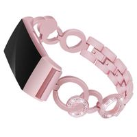 MEFEO Metal Bands Compatible for Fitbit Charge 3 and Charge 3 SE Fitness Activity Tracker, Bling Rhinestone Bracelet Strap Wristband for Women
