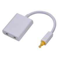 Digital Optical Audio Cable, Dual Port Toslink Digital Optical Audio Splitter Adapter Audio Cable 1 in 2 Out with 24k Gold Connectors Perfect for CD Player, DVD Player(White)