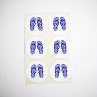 Flip Flops Sandals Stickers, Round Seals, Party Favor Labels, Cupcake Toppers, for Summer Themed Parties, Hawaiian Floral Pattern, 1.5 Inches, 30 Stickers, Purple