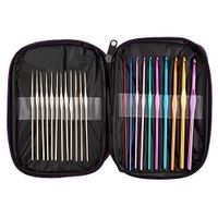 BetyBedy 22pcs Mixed Aluminum Handle Crochet Hooks, Ergonomic Knitting Needles, Weave Yarn Set, 0.6~6.5mm
