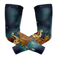 LEVEIS Santa Christmas Arm Sleeves UV Protection for Men Women Sunblock Protective Gloves Running Golf Cycling Driving Long Arm Cover 1 Pair