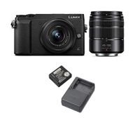 PANASONIC LUMIX GX85 Camera with 12-32mm and 45-150mm Lens Bundle, 4K, 5 Axis Body Stabilization, 3 Inch Tilt and Touch Display with DMW-ZSTRV Lumix Battery & External Charger Travel Pack, Black