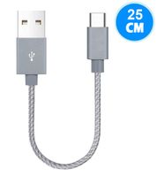 BLUELEC USB Short USB C to USB A Charger (0.8ft/25cm), Nylon Braided Fast Charging Cord Compatible Samsung Galaxy S9 S8 Note 8, Google Pixel 2 3 XL, LG V30 G6 G5, Moto z2, OnePlus 5 3T (Grey-1ft)