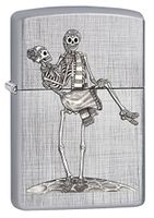 Zippo Custom Lighter: Day of the Dead Skeleton Couple - Linen Weave 78561