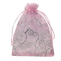 ANSLEY SHOP 100pcs 5x7 Inches Drawstrings Organza Gift Candy Bags Wedding Favors Bags (Pink with Silver)