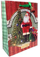 Punch Studio Large Vertical Gold Foil 3-D Embellished Gift Bag w/Gift Tag ~ Santa's Checklist 64721