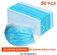 ᴍᴀsᴋ 50pcs 3-ply Non-Woven Disposable Face Cover Suitable for Any Activities Earloop Mouth Face Cover Blue