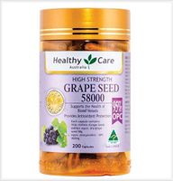Healthy แคร์Grape Seed Extract 58000, 200 Capsules.Grape seed extracted from Australia Create collagen, reduce freckles or dark spots.