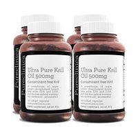Ultra Pure Aker Krill Oil 500mg x 480 Capsules (4 Bottles) - sourced in The unpolluted Waters of Antarctic Providing a Rich Supply of Astaxanthin, Omega 3, and Vitamin D. SKU: KRI500x4
