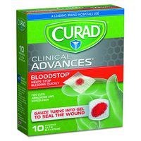 Curad Bloodstop Hemostatic Gauze, 1 X 1 Inches, 10 Count